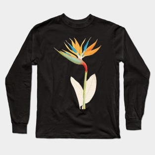 Bird of Paradise - Strelitzia Reginae - botanical illustration Long Sleeve T-Shirt